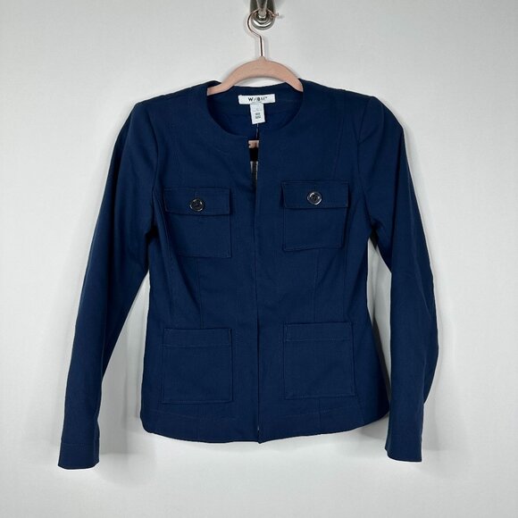 NWT White House Black Market Long Sleeve Collarless Jacket Twilight 2 #WHBM5 - Picture 2 of 9